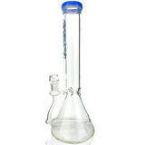 13" AFM Glass Beaker Bong with Inline Perc and Colored Lip, Front View on White Background