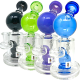 AFM 8" Bubble Head Glass Dab Rigs with Color Accents and Showerhead Perc, Front View