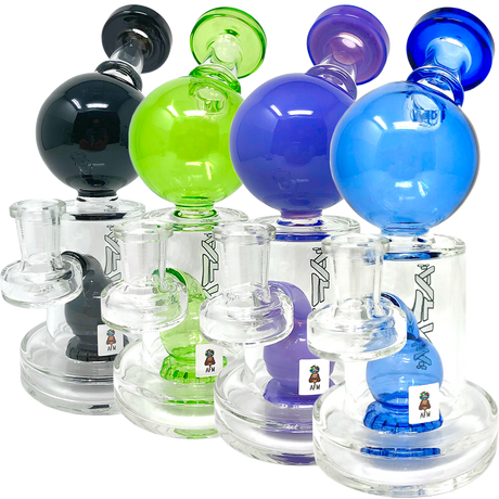 AFM 8" Bubble Head Glass Dab Rigs with Color Accents and Showerhead Perc, Front View