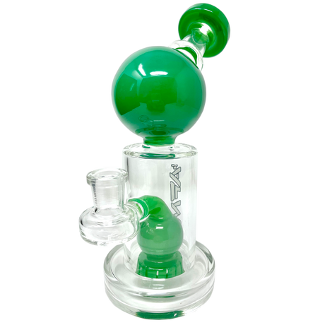 8" AFM Bubble Head Glass Dab Rig with Showerhead Perc and Bent Neck, Front View