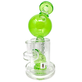 8" AFM Bubble Head Glass Dab Rig with Showerhead Perc and Bent Neck in Green