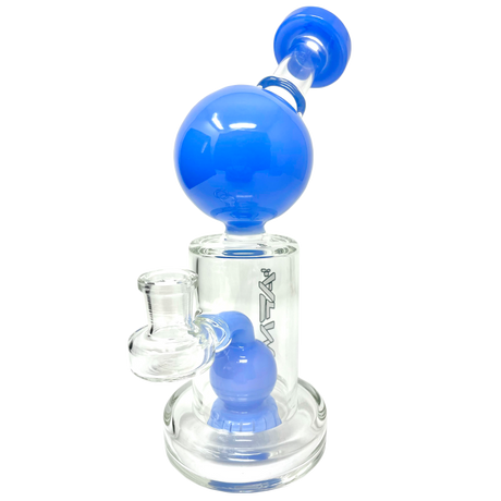 8" AFM Bubble Head Glass Dab Rig with Showerhead Perc and Bent Neck, Front View on White