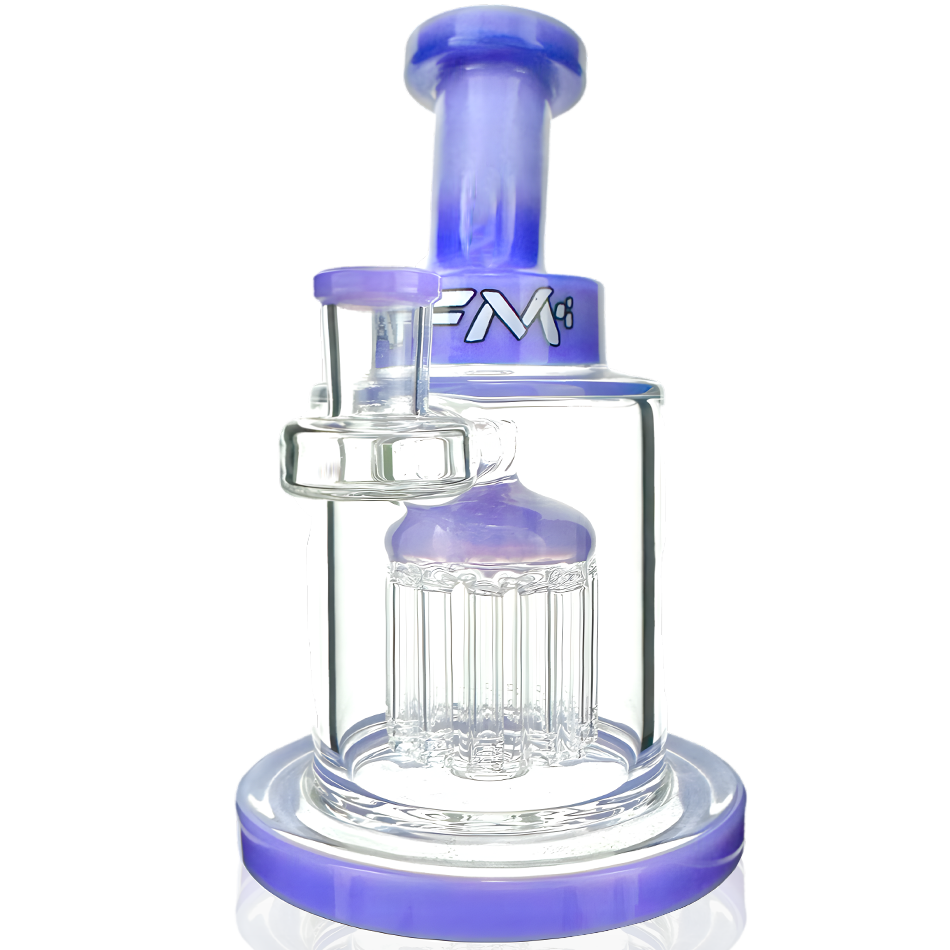 AFM 7" Eight Arm Perc Tank Glass Dab Rig with Bent Neck and Showerhead Perc, Front View