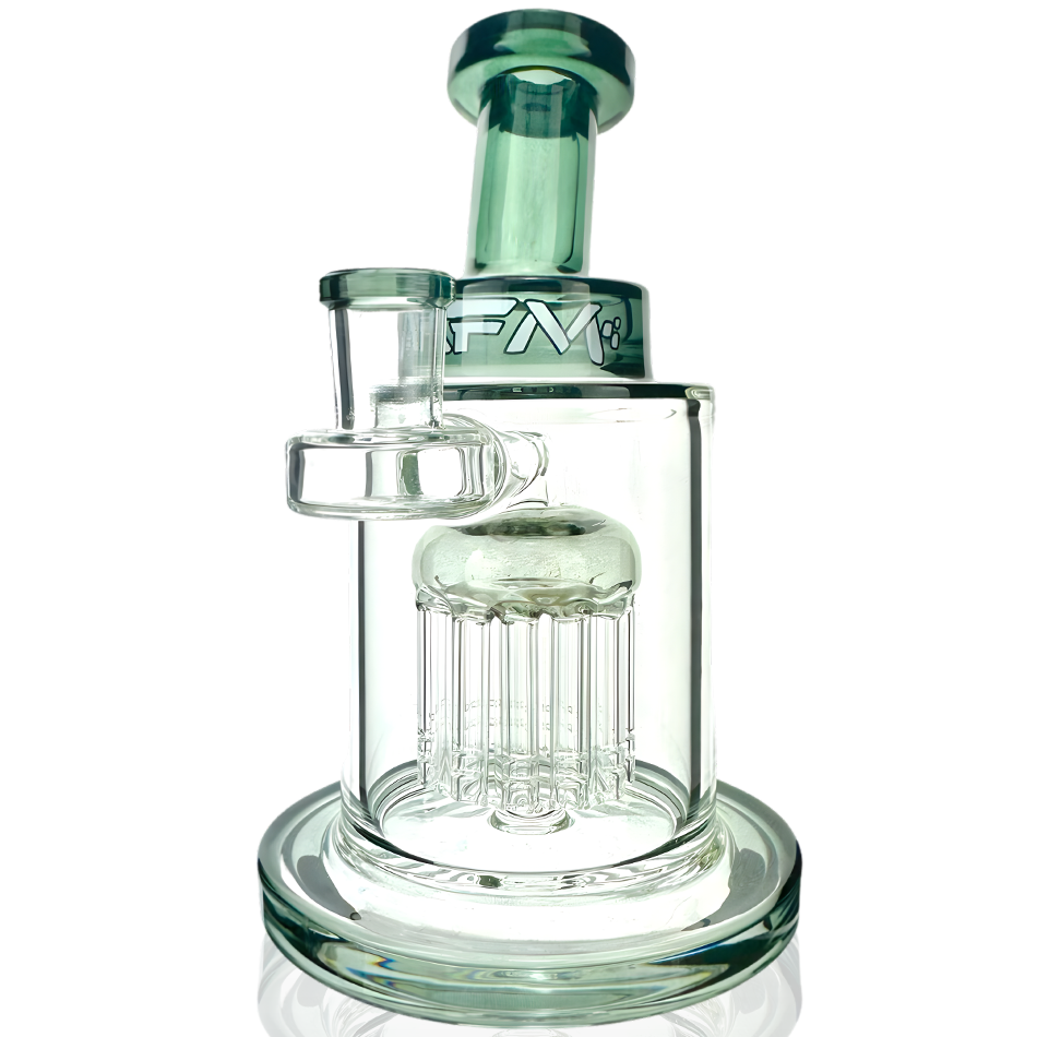 AFM 7" Eight Arm Perc Tank Glass Dab Rig with Bent Neck and Showerhead Perc, Front View