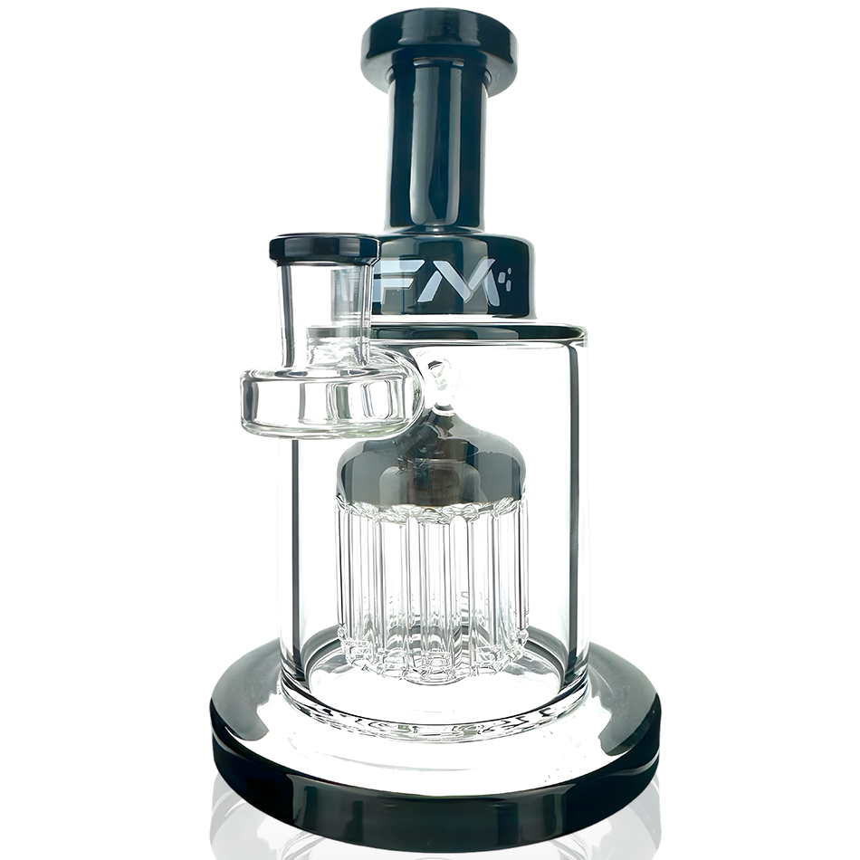 AFM 7" Eight Arm Perc Tank Glass Dab Rig with Bent Neck and Showerhead Perc, Front View