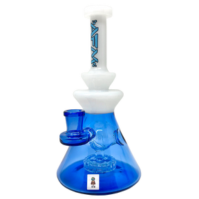 8" AFM Swiss Pyramid Color Glass Dab Rig with Showerhead Perc, Front View on White Background