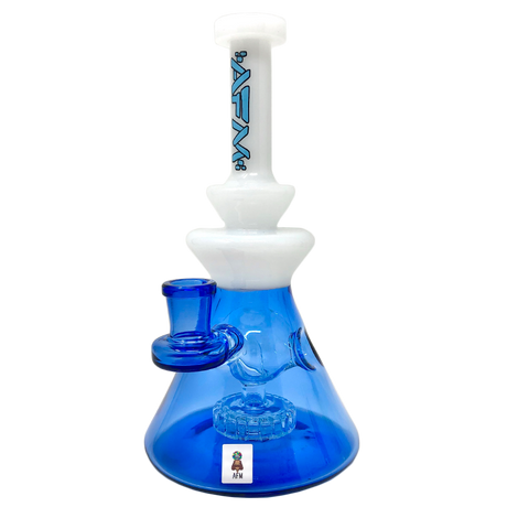 8" AFM Swiss Pyramid Color Glass Dab Rig with Showerhead Perc, Front View on White Background