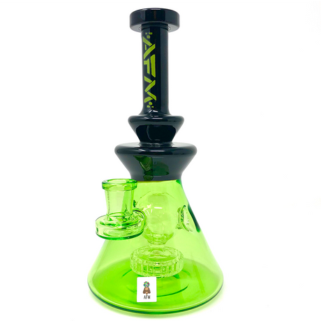 AFM 8" Swiss Pyramid Green Glass Dab Rig with Showerhead Perc - Front View