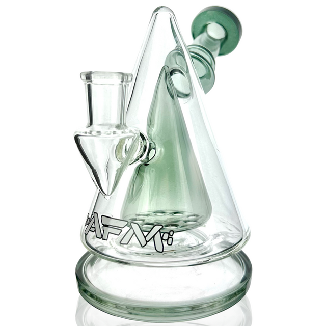 AFM 7" Cone Head Dab Rig with Showerhead Perc and Bent Neck, Front View