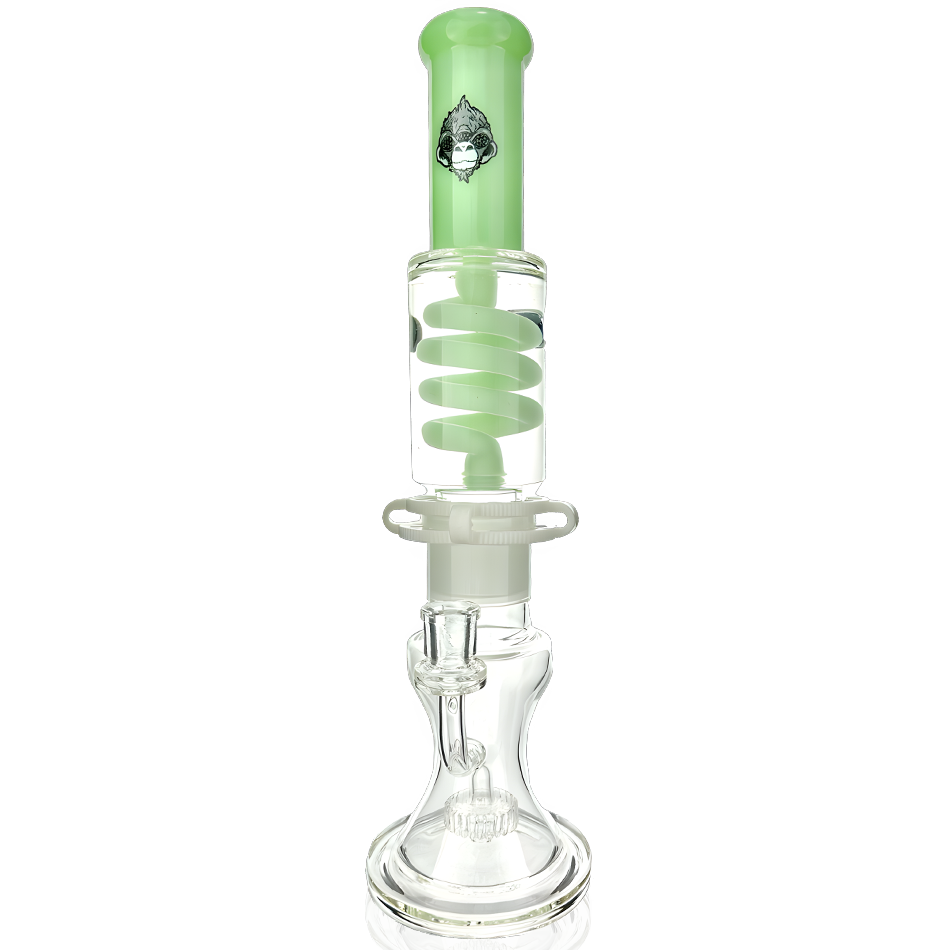 AFM Glass 14" Showerhead Perc Bong with Mint Freezable Coil, Borosilicate Glass - Front View