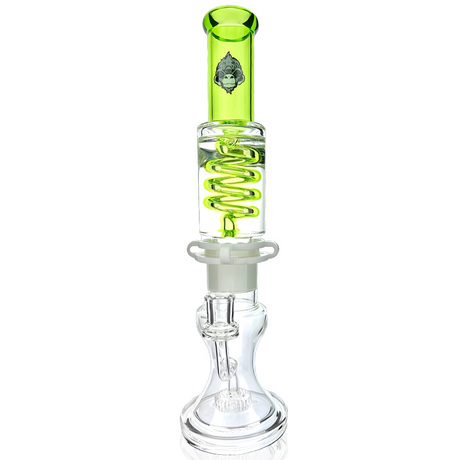 AFM Glass 14" Freezable Coil Bong with Showerhead Perc and Lime Accents - Front View