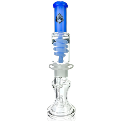 AFM Glass 14" Shower Head Bong with Blue Freezable Coil and Clear Borosilicate Body