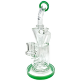 AFM Glass 10.5" Incycler Dab Rig with Showerhead Perc and Green Accents - Front View