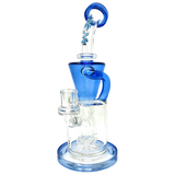 AFM Glass Drain Incycler Dab Rig in Ink Blue with Showerhead Perc, 10.5" Tall, Side View