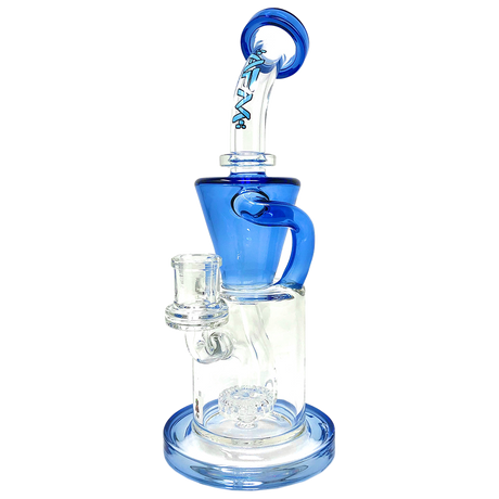 AFM Glass Drain Incycler Dab Rig in Ink Blue with Showerhead Perc, 10.5" Tall, Side View