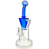 AFM 10" Drain Incycler Dab Rig in Blue & Clear with Quartz Banger & Carb Cap