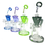 Assorted 10.5" AFM Glass Drain Incycler Dab Rigs with Showerhead Perc in various colors