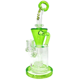 AFM Glass 10.5" Incycler Dab Rig with Showerhead Perc and Green Accents - Front View