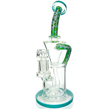 AFM Glass 10" Turquoise Drain Incycler Dab Rig with Showerhead Perc and Bent Neck