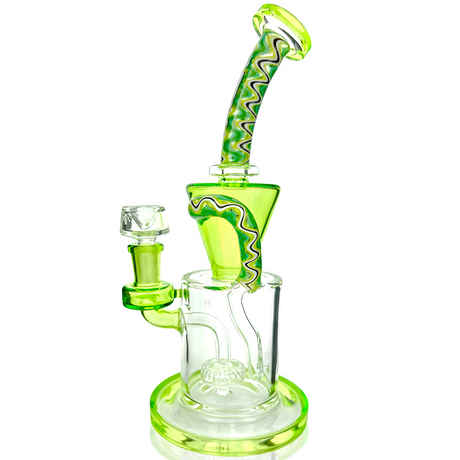 10" AFM Glass Drain Incycler Reversal Showerhead Dab Rig with Bent Neck and Color Accents