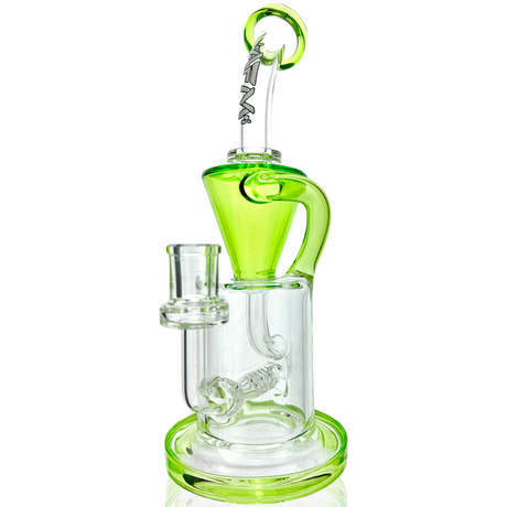 AFM Glass 10.5" Drain Recycler Dab Rig with Lime Colored Lip and Borosilicate Glass