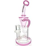 AFM Glass 10.5" Pink Drain Recycler Dab Rig with Double Color Inline and Female Joint