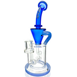 AFM Glass 10.5" Double Color Inline Recycler Dab Rig in Blues with clear chamber