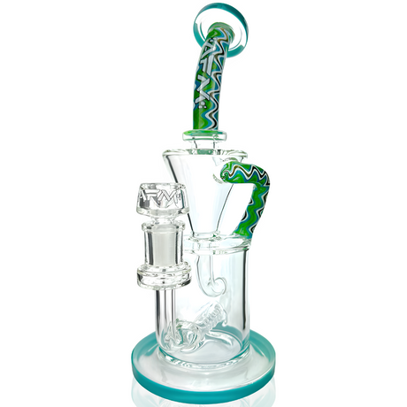 10" AFM Glass Drain Recycler Dab Rig with Turquoise Reversal Inline, Front View on White Background