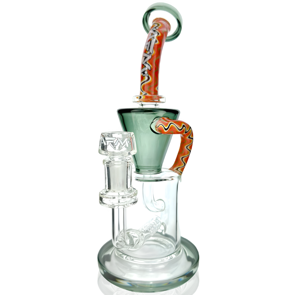 10" AFM Glass Drain Recycler Dab Rig with Reversal Inline in Smokey Variant