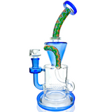 AFM Glass 10" Drain Recycler Dab Rig with Reversal Inline, Colored Accents, Front View