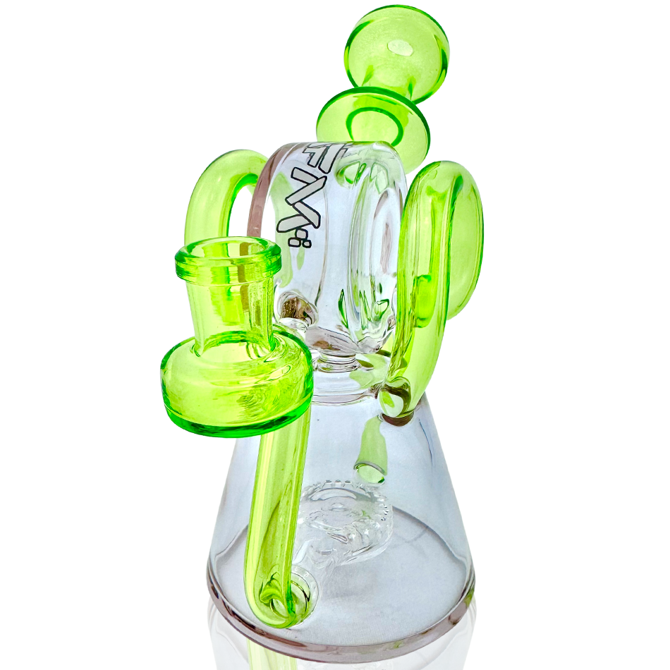 8" AFM Double Ram Glass Recycler Dab Rig with Showerhead Perc and Colored Accents