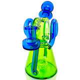 8" AFM Double Ram Glass Recycler Dab Rig with Showerhead Perc, front view on white background