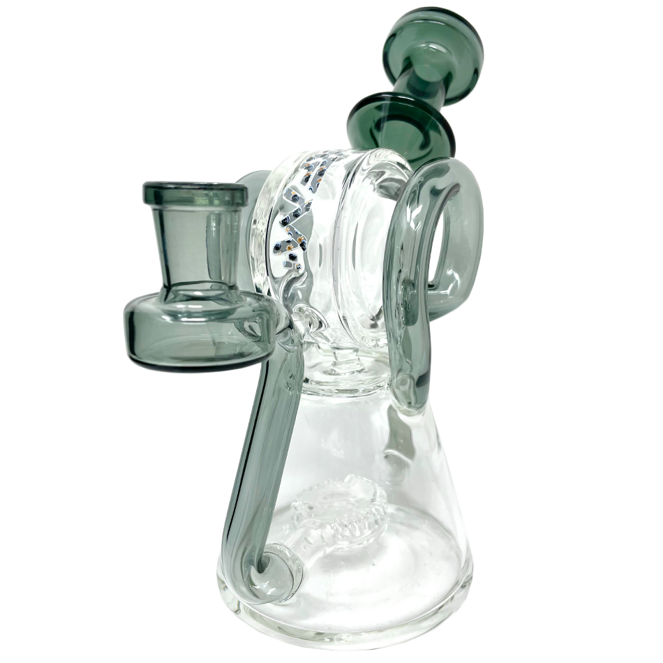 AFM 8" Double Ram Special Decal Glass Recycler Dab Rig with Color Accents