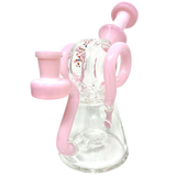 AFM 8" Double Ram Special Decal Glass Recycler Dab Rig with Pink Accents - Front View