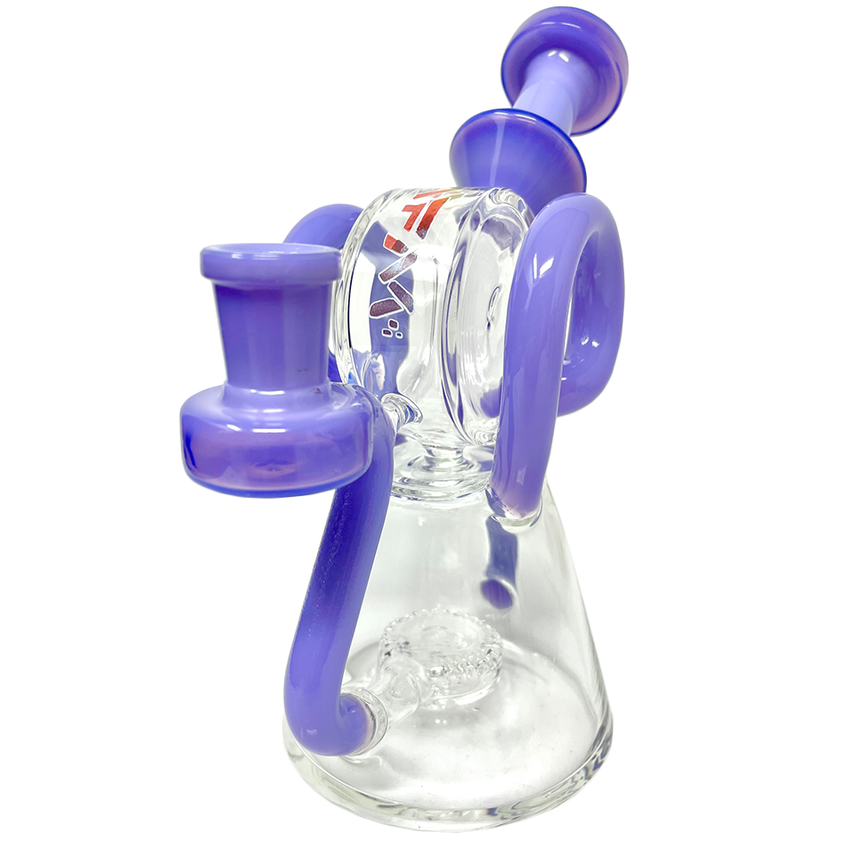 8" AFM Glass Recycler Dab Rig with Double Ram Special Decal and Purple Accents