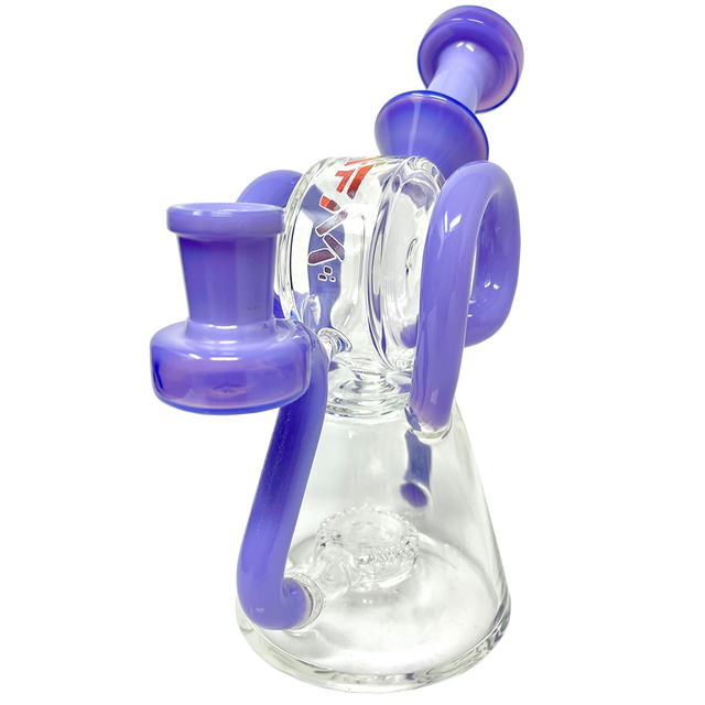 8" AFM Glass Recycler Dab Rig with Double Ram Special Decal and Purple Accents