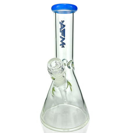 AFM Glass 10" Classic Beaker Bong with Jade Blue Colored Lip, 14mm Female Joint - Front View