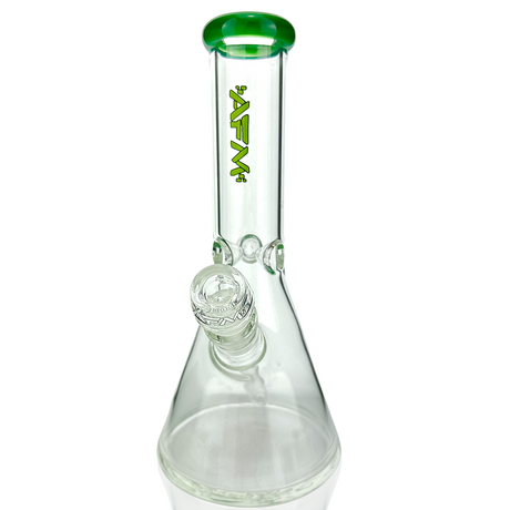 10" AFM Glass Beaker Bong with Forest Green Colored Lip, 14mm Female Joint - Front View