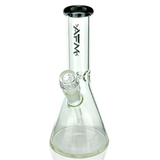 AFM Glass 10" Classic Beaker Bong with Black Colored Lip - Front View on White Background