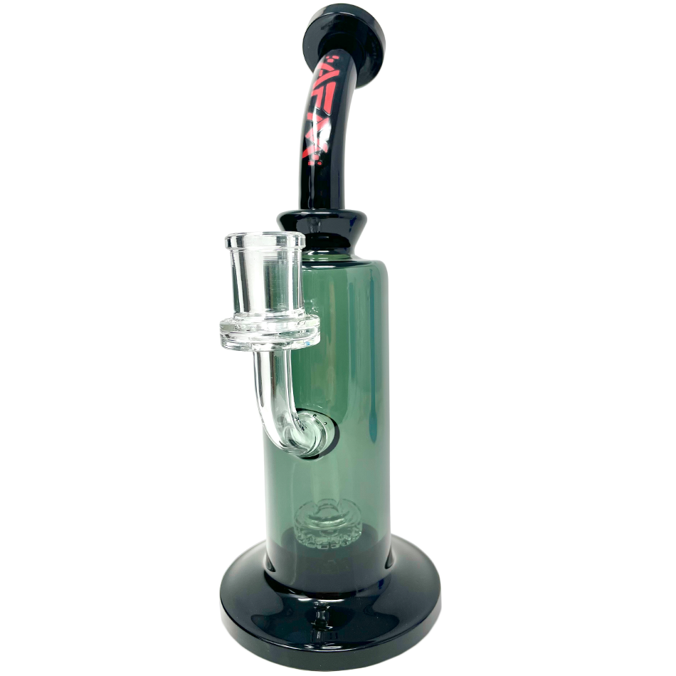 AFM 9.5" Power Showerhead Perc Glass Dab Rig with Bent Neck and Colored Accents