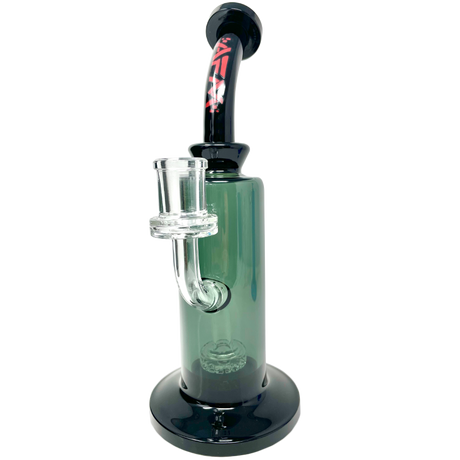 AFM 9.5" Power Showerhead Perc Glass Dab Rig with Bent Neck and Colored Accents