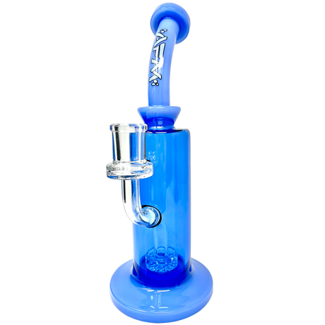 AFM 9.5" Power Showerhead Perc Glass Dab Rig in Blue with Bent Neck and 14mm Female Joint