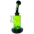 8" AFM Power Inline Perc Glass Dab Rig with Bent Neck and Vibrant Green Color - Front View