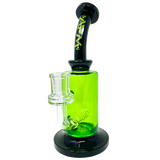 8" AFM Power Inline Perc Glass Dab Rig with Bent Neck and Vibrant Green Color - Front View