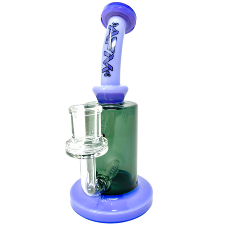 8" AFM Glass Dab Rig with Power Inline Perc, Bent Neck & Colored Accents - Front View