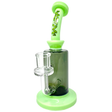 8" AFM Power Inline Perc Glass Dab Rig with Bent Neck and Colored Accents - Front View