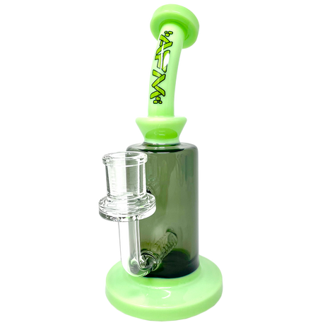 8" AFM Power Inline Perc Glass Dab Rig with Bent Neck and Colored Accents - Front View