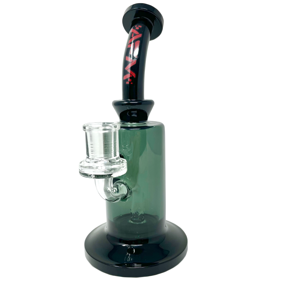 8" AFM Power 3 Hole Perc Glass Dab Rig with Bent Neck and Colored Accents - Front View