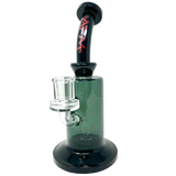 8" AFM Power 3 Hole Perc Glass Dab Rig with Bent Neck and Colored Accents - Front View