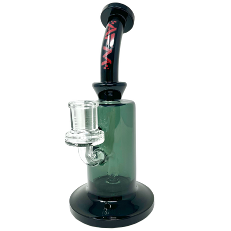 8" AFM Power 3 Hole Perc Glass Dab Rig with Bent Neck and Colored Accents - Front View